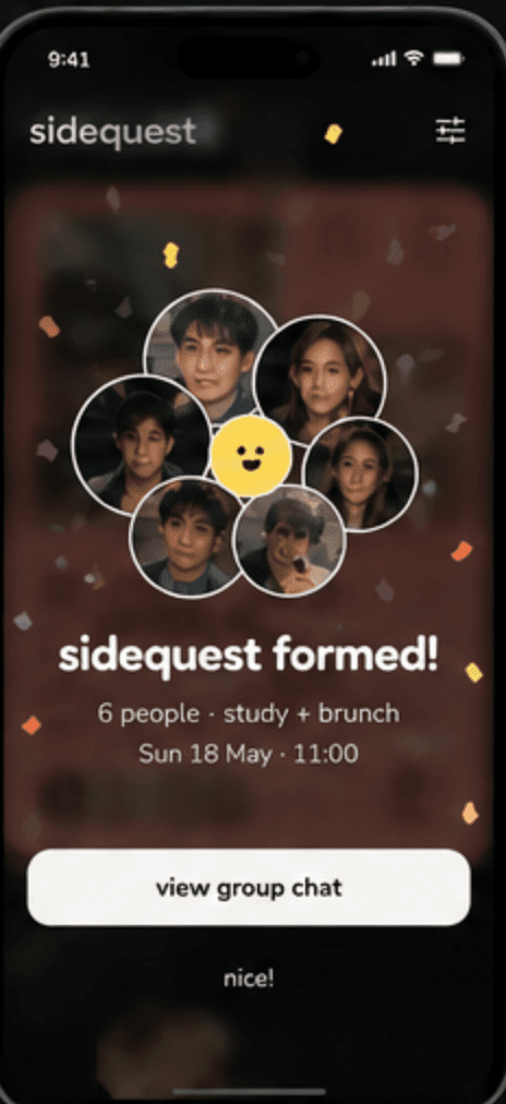 the group forms screen